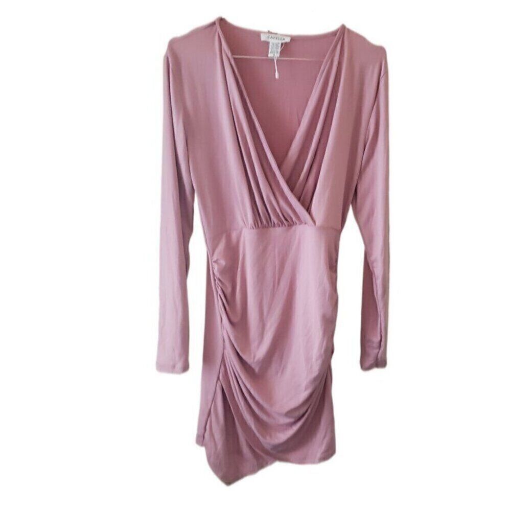 Capella Mauve V-Neck Long Sleeve Dress